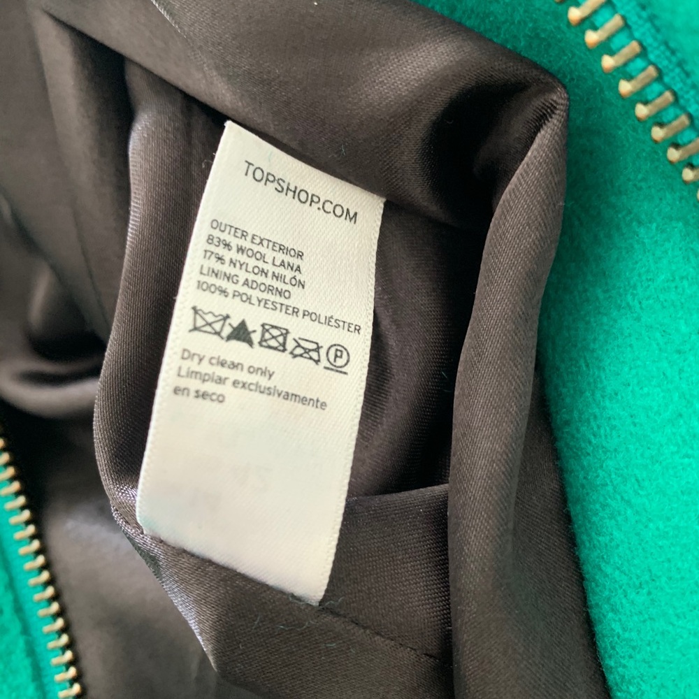 TopShop Kelly Green Wool Blend Coat - Picture 9 of 10